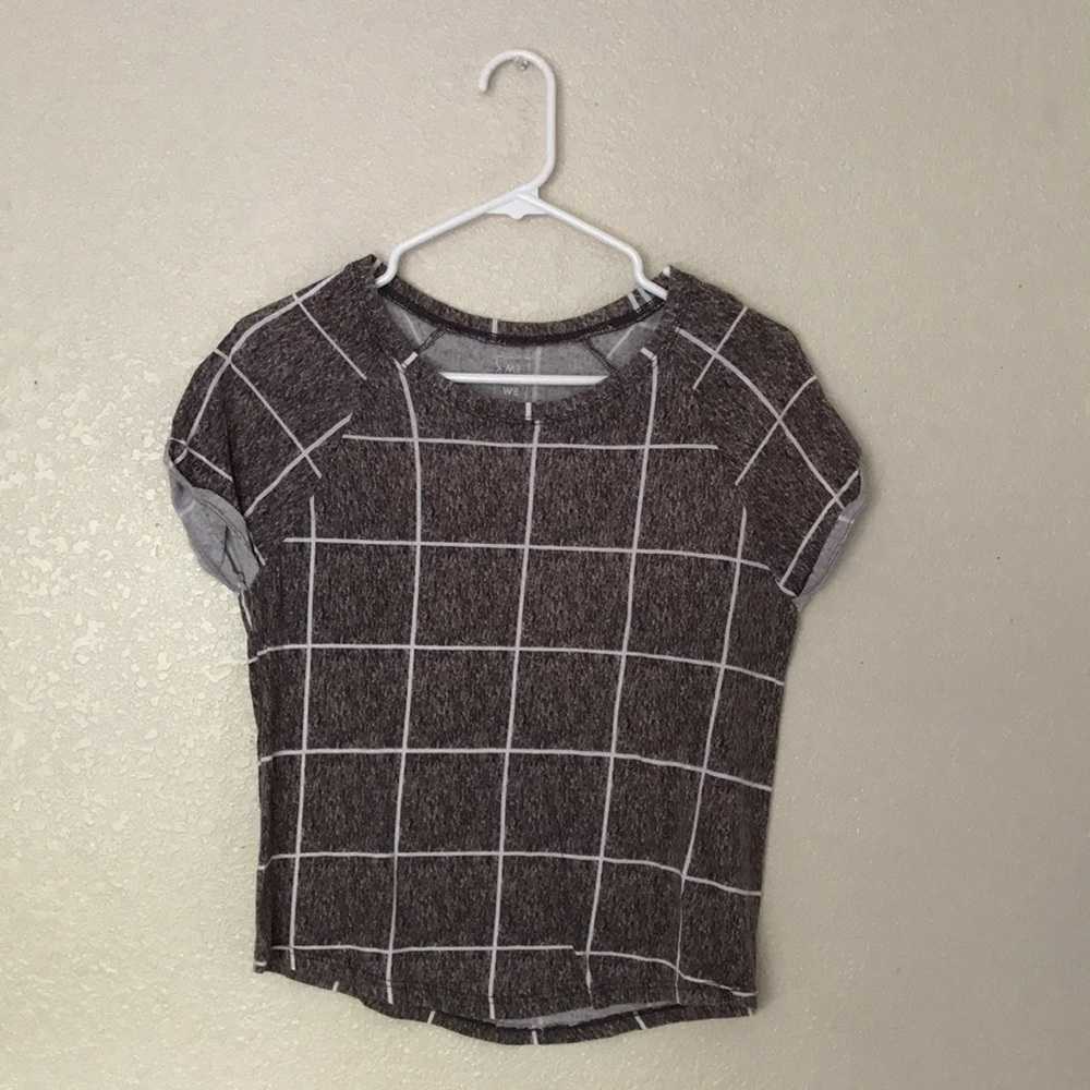 ME to WE Grey Cropped Grid T-Shirt
